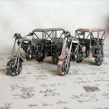 

Retro Car Model Simulation Classic Car Decoration Alloy Tricycle Metal Miniatures Figurines Handmade Desktop Crafts Kid Toys