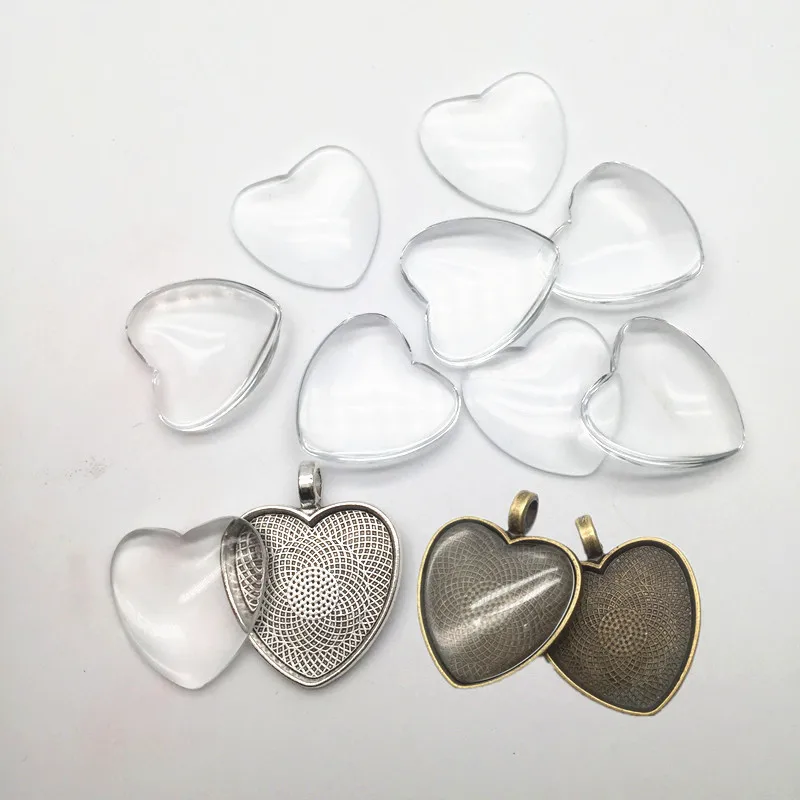 Buy 10pcs Antique Silver Heart Pendant Trays Alloy