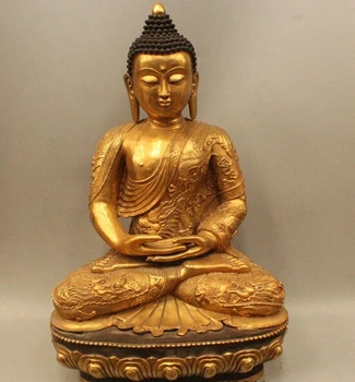 

wholesale factory 29"Chinese Tibet Buddhism Bronze Dragon Shakyamuni Amitabha Buddha Statue