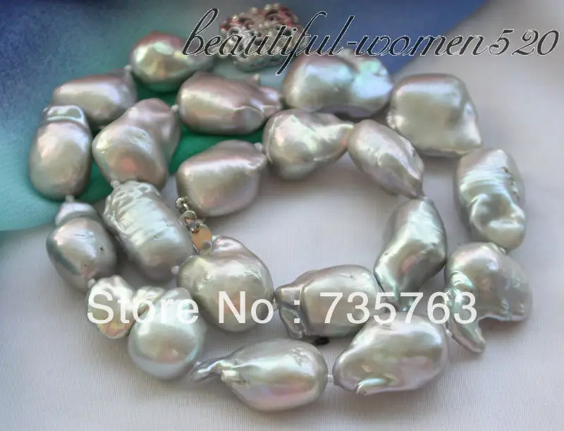 

HOT 00187 21mm gray baroque KESHI REBORN PEARL NECKLACE