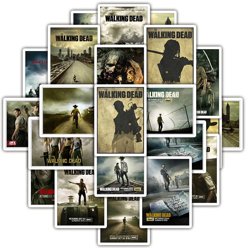 25PCS Classic Terror Drama Dead Walking Stickers Decal to Guitar Motorcycle Luggage Skateboard Snowboard Fridge car Laptop phone