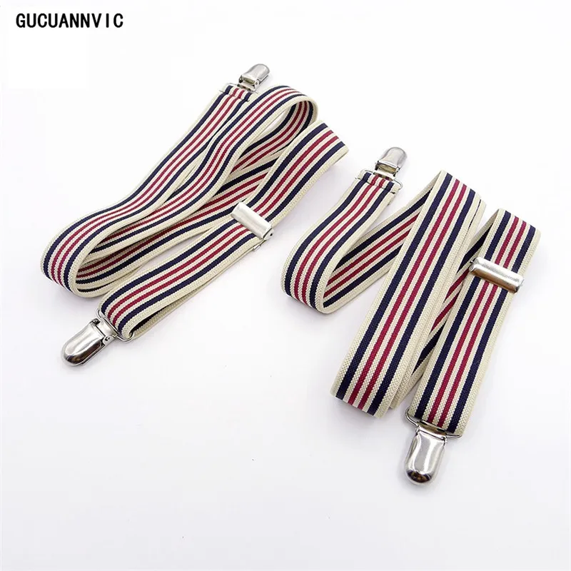 Campus style Red and white stripes do not cross Suspenders male cross
