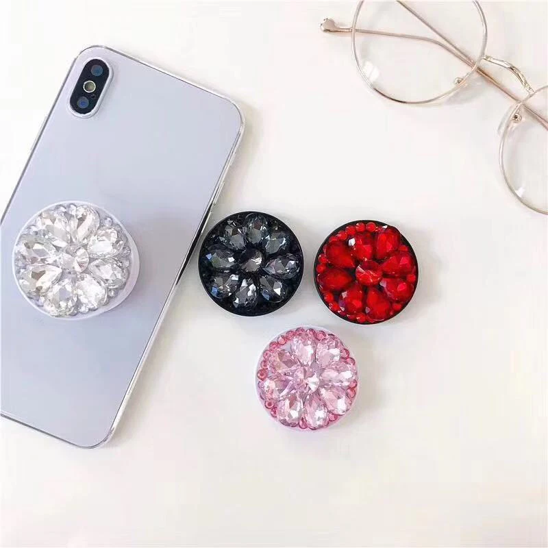 Glitter Diamond Phone Holder For iPhone/Samsung/Huawei Universal Expanding Finger Ring Grip Stand Support For Women Accessories