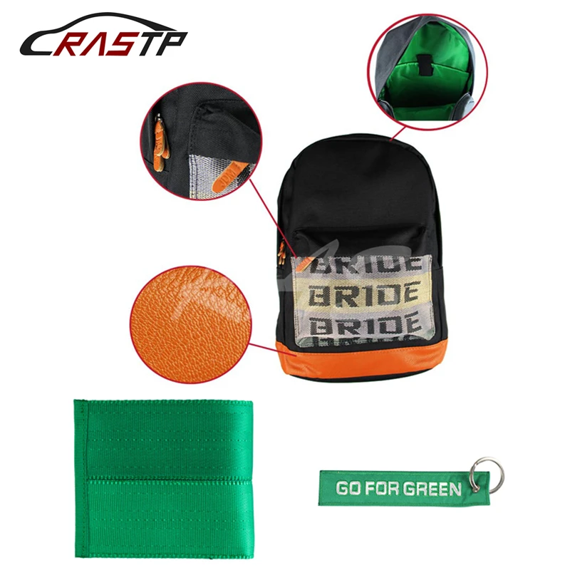 

RASTP-JDM Racing Seat Belts Style Bride Fabric Bag Car Canvas Straps Backpack Racing Backpack With Wallet And Keychain RS-BAG011