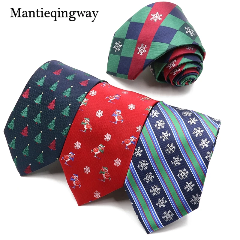 

Mantieqingway Christmas Necktie for Mens Suits Tree Snowflake Pattern Ties Gravatas Slim Red Neck Tie Cravats Chrsitmas Gifts