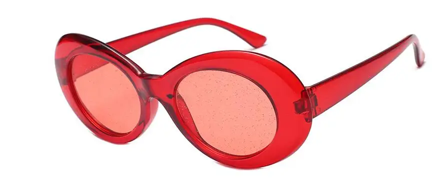 Винтаж Ретро Фиолетовый Овальные Солнцезащитные очки женские Sunmmer блеск карамельный цвет прозрачный рамки Курт Кобейн Защита от солнца очки - Цвет линз: Красный