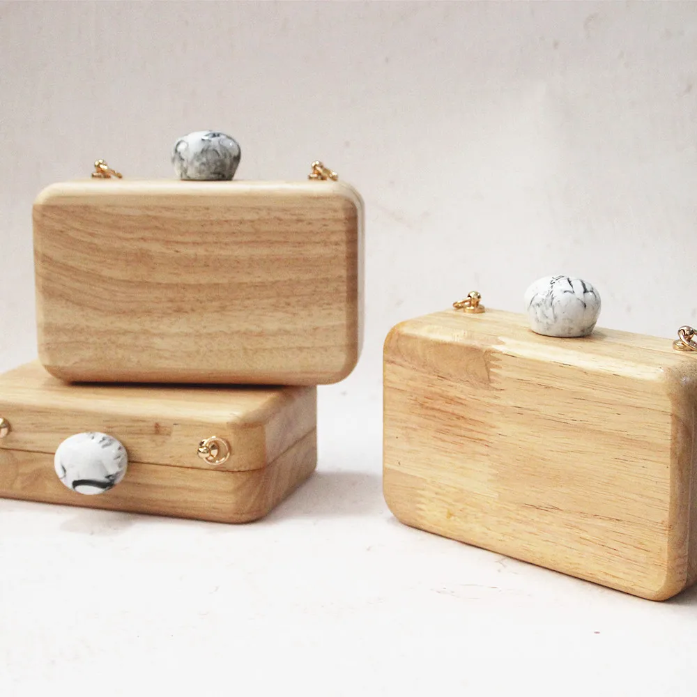 New Brand Fashion Wallet Women Lovely Bag Vintage Ink Print Round Hasp Party Evening Bag Elegant Solid Cute Wood Casual Clutch