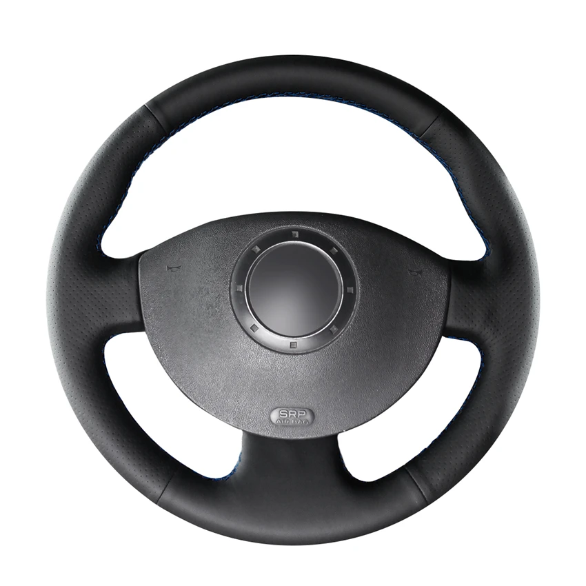 Рука сшитый черный искусственная кожа ПУ Чехлы рулевого колеса автомобиля Обёрточная бумага для Renault Megane 2 2002-2009 Kangoo(ZE) 2008-2013