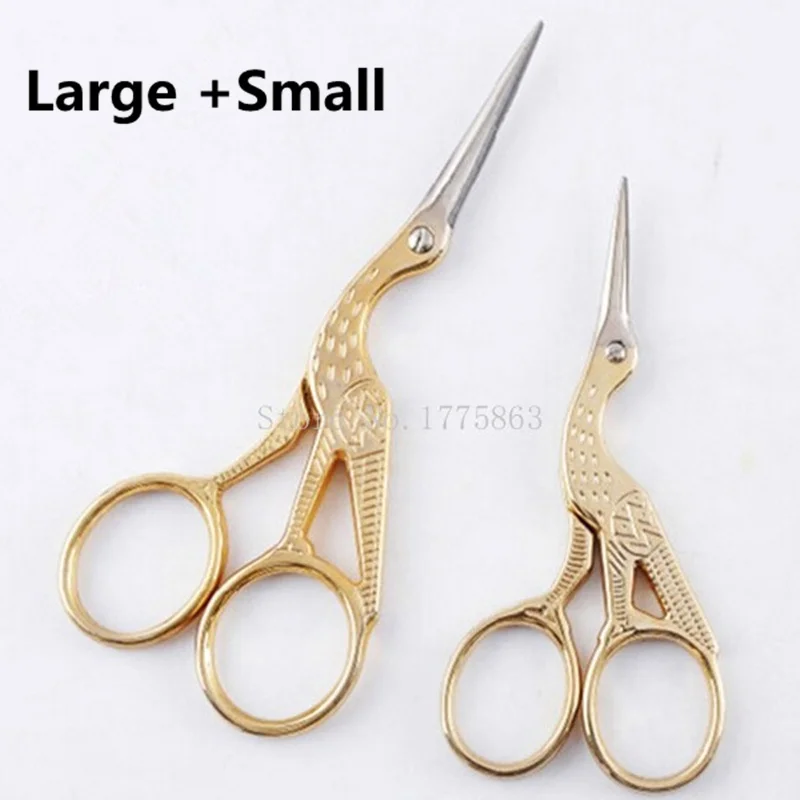 2 PCS/Lot Gold & Silver Stork Shaped Embroidery Shears Dressmaking Tailor's Scissors For DIY Fabric Sewing Accessories Tools