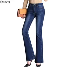 LXUNYI новые осенние женские расклешенные брюки корейские обтягивающие джинсы женские с высокой талией Стрейчевые тонкие джинсовые брюки повседневные брюки