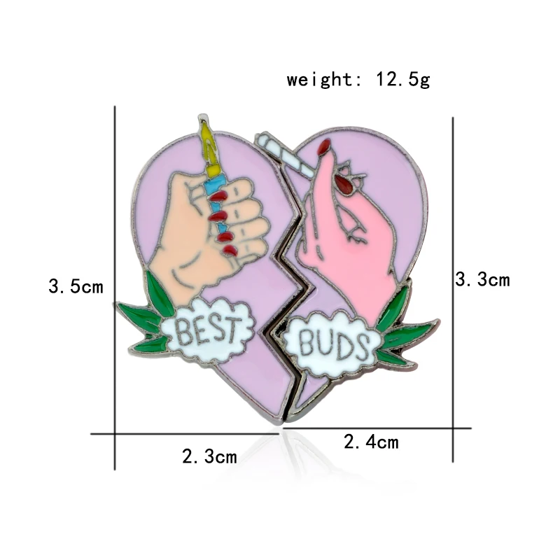 2 pz/набор разбитое сердце Лучшие Друзья Брошь фиолетовая Зажигалка эмаль булавки Друзья Мультфильм BFF ювелирные изделия Пара Любовь ювелирные изделия