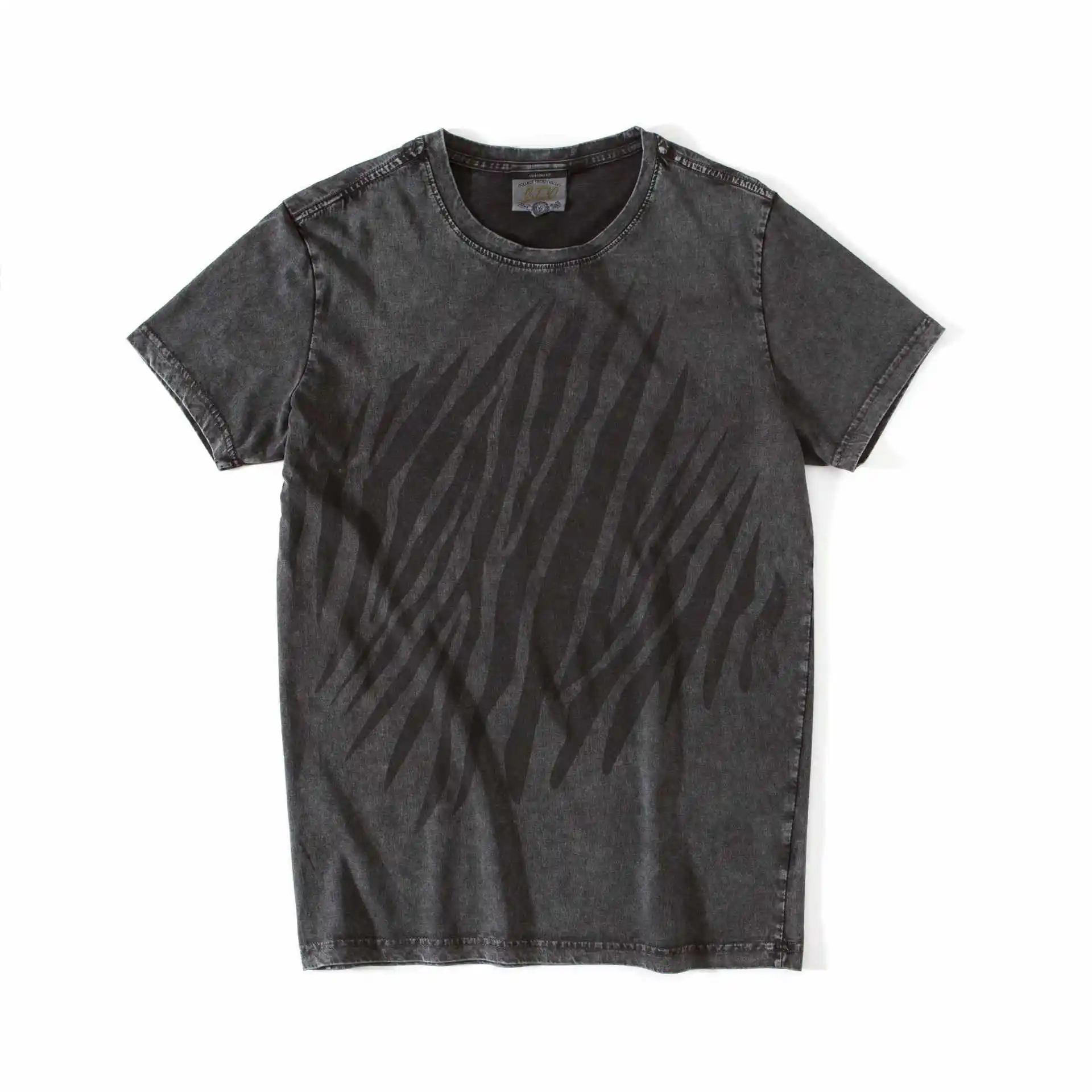 GustOmerD новая мужская футболка, Повседневная тонкая футболка с круглым вырезом и коротким рукавом, модная полосатая хлопковая Футболка с принтом для мужчин - Цвет: black