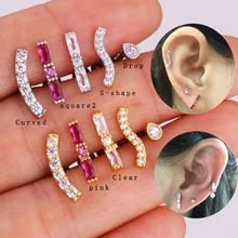 Sellsets 1 шт. штанга нержавеющая сталь кривая прямая планка CZ Tragus Daith Helix шпильки Lobe украшения для ушного пирсинга