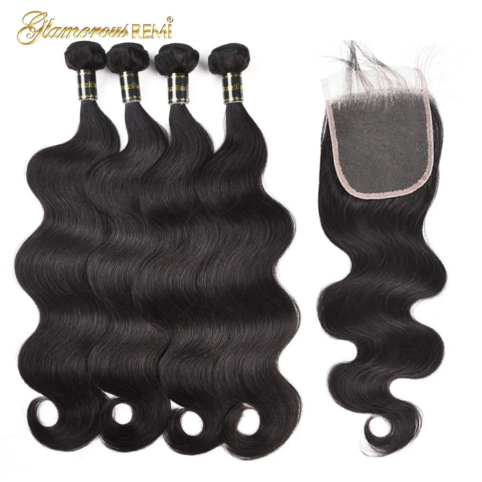 brazilian body wave 4 bundles with lace closure (6)