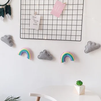 

Nordic Style Kids Room Decoration Felt Cloud Garland Decor Scandinavian Baby Cloud Rainbow Decoration Nordic Nursery Decoration