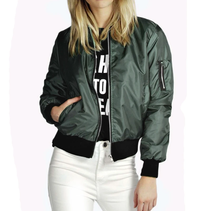 Womens Ladies Classic Padded Bomber Jacket Vintage Zip Up Biker Coat Stylish Womens Ladies Classic Padded Bomber Jacket Vintage Zip Up Biker Coat Stylish