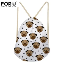 FORUDESIGNS/милые Мопс сумки с принтом со шнурком для детей посылка для девочек и мальчиков маленький кошелек для монет сумка переносная обувь сумки новые
