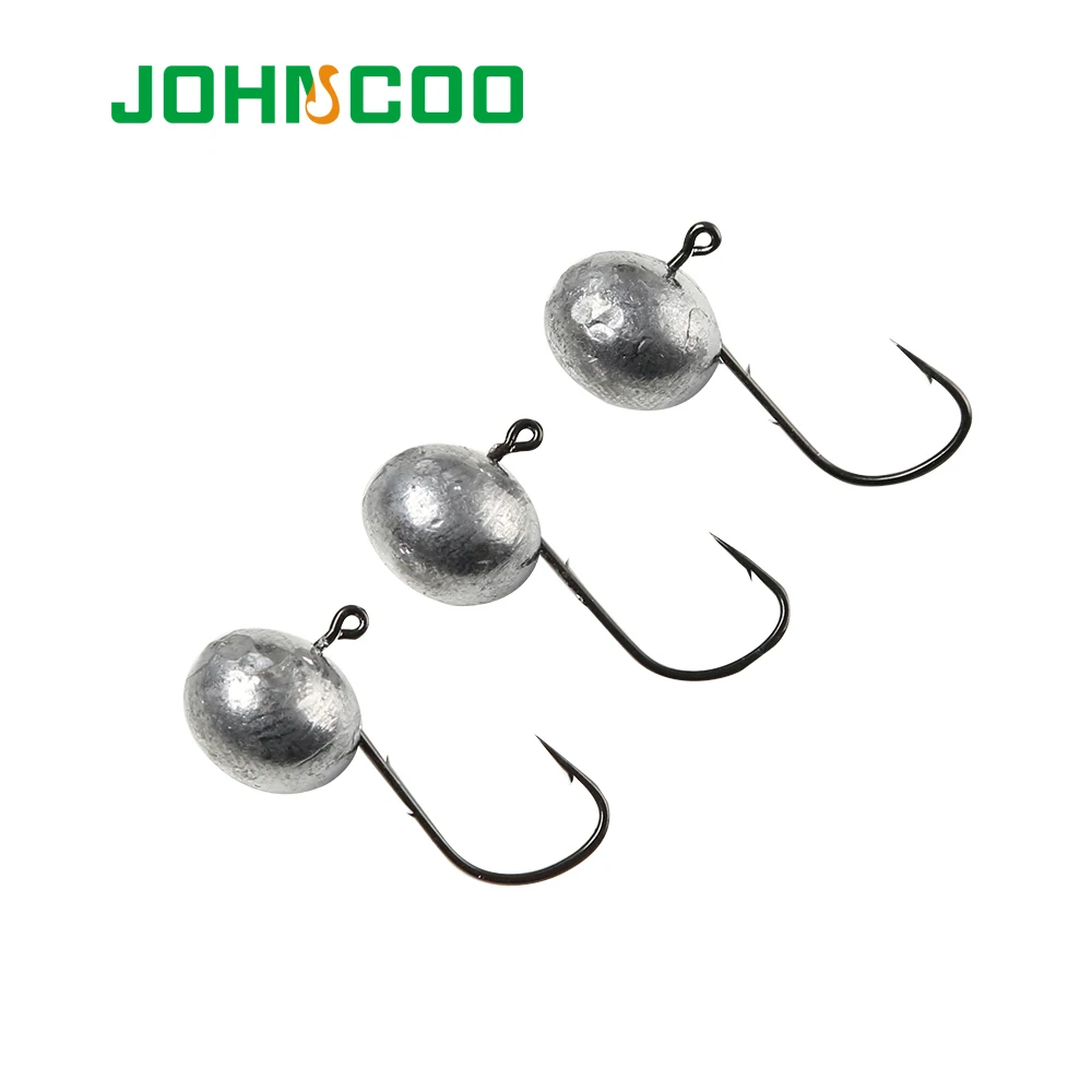 

JOHNCOO New Jig Fishing Hook 5g 7g Exposed Lead Jig Head Barbed Hook Soft Lure Jigging Hook