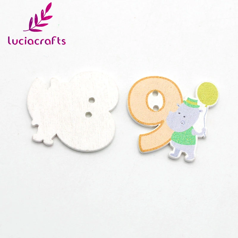 Lucia crafts 10 шт/50 шт 2,7-3 см 2 отверстия мультфильм Животные цифры пуговицы из натурального дерева пошив одежды «сделай сам» Аксессуары E0207