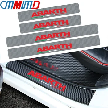 

4pcs Abarth Anti-Scratch Sticker Carbon Fibre car Door Sill Protector Stickers Italian flag stickers For Fiat Punto Abarth 500