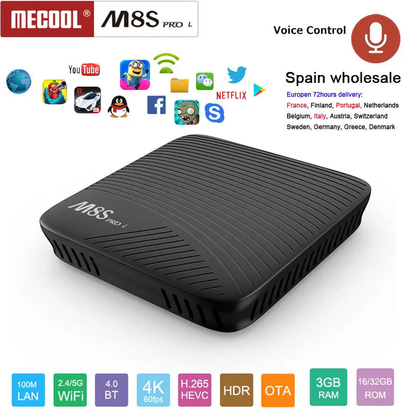 

MECOOL M8S PRO L Amlogic S912 android 7.1 tv box Voice control 3GB RAM 16/32GB ROM 2.4/5G wifi Bluetooth 4.1 4K H.265 Play
