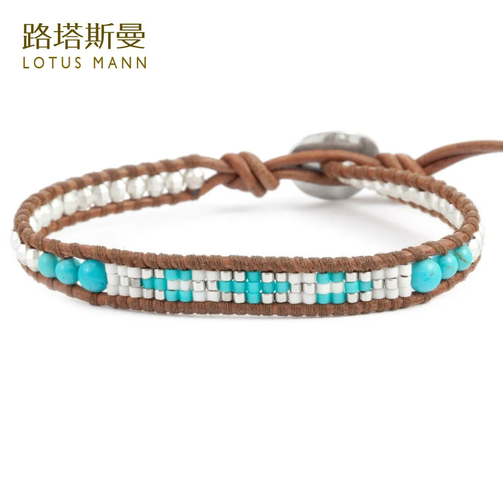 

Lotus Mann Turquoise and silver beads lap color matching bracelet