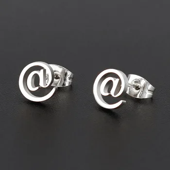

Earring Stud Unisex At Symbol E-mail Punk A-Tail Stainless Steel Stud Earring Luxury Stud Earrings for Women Gift 2019