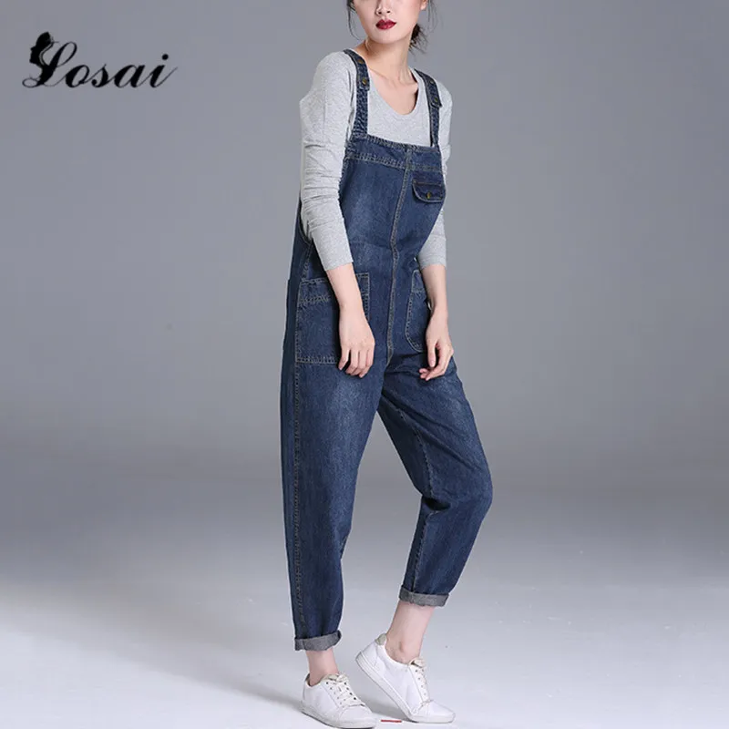 Tanie Plus rozmiar 7XL damski kombinezon dżinsowy 2019 panie luźne jeansy pajacyki kobiece w stylu casual, z dziurami kombinezon dresowy s chłopak ogólnie Playsuit