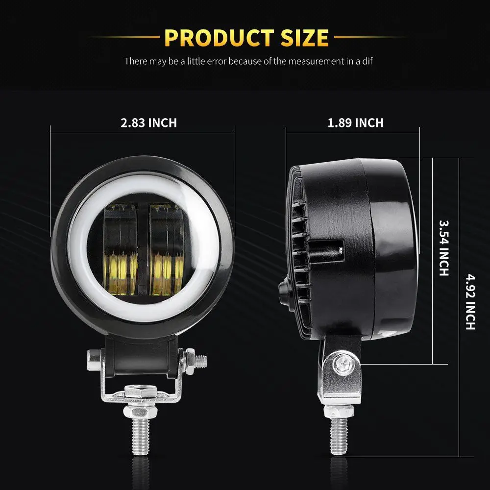 2 Pcs 3 Inch 20W LED Night Bar Lights Portable Spotlights Round Offroad Truck Driving Car Boat LED Work Light 12V 24V 6500K 2 Pcs 3 Inch 20W LED Night Bar Lights Portable Spotlights Round Offroad Truck Driving Car Boat LED Work Light 12V 24V 6500K