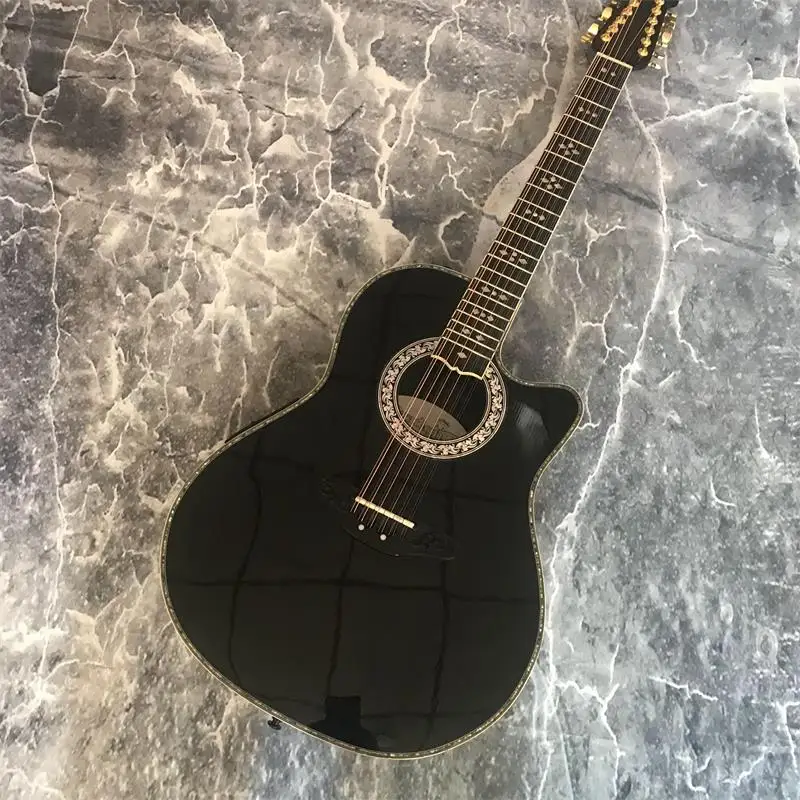 

41-inch Turtle Back Guitar Awexun Guitar Black Wood Guitar Factory Direct Sales Instruments can be customized