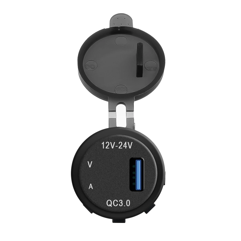 Hot QC 3.0 USB Phone Fast Charging Power Adapter LED Voltmeter Voltage Display Vehicle DC12V-24V Waterproof Socket usb charger