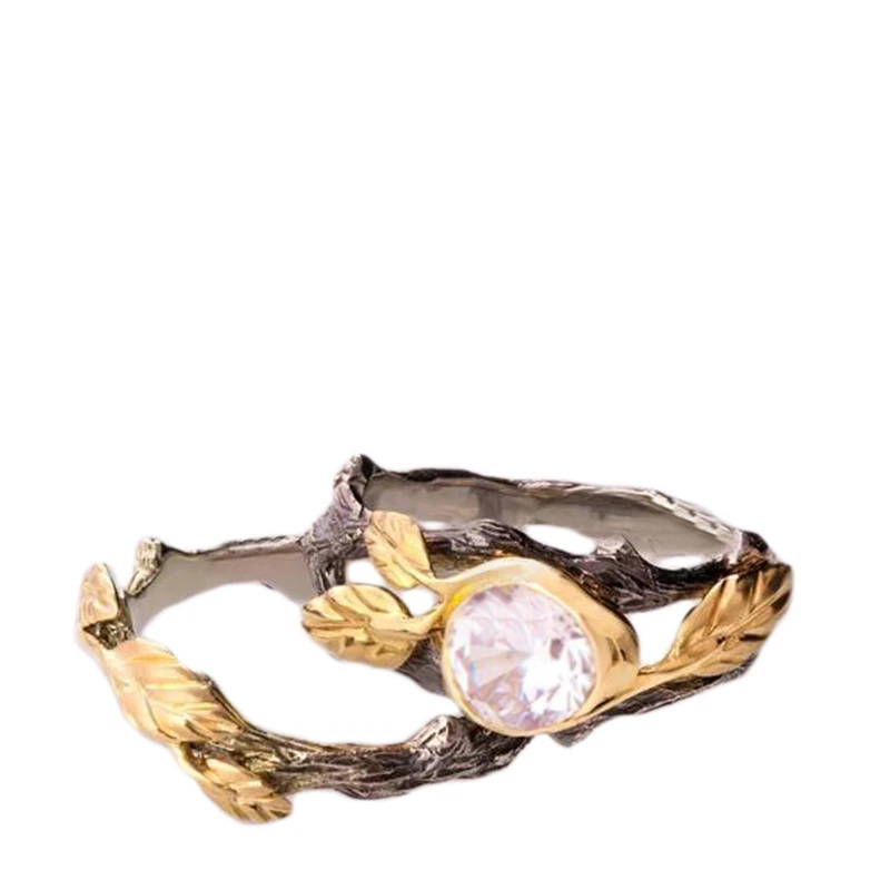 Модное винтажное женское золотое обручальное кольцо из цветного циркона, хрусталя, уникальный набор обручальных колец с цветочной лозой