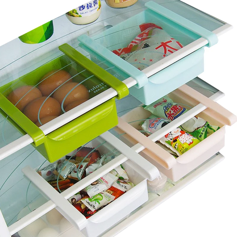 Eco-Friendly-Multifunction-Kitchen-Refrigerator-Storage-Rack-Fridge-Freezer-Shelf-Holder-Pull-out-Drawer-Organiser-Space