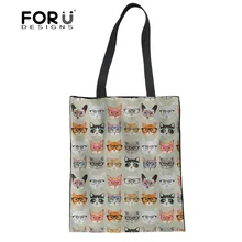 FORUDESIGNS/Женская хозяйственная сумка, эффектный принт кошек, большая Повседневная Холщовая Сумка, хлопковый многоразовый тканевый шоппер, сумка для девочек