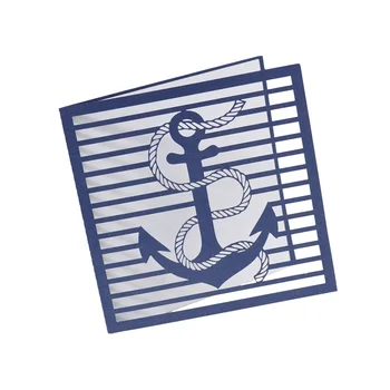 

Navy blue laser cut anchor wedding card invitations