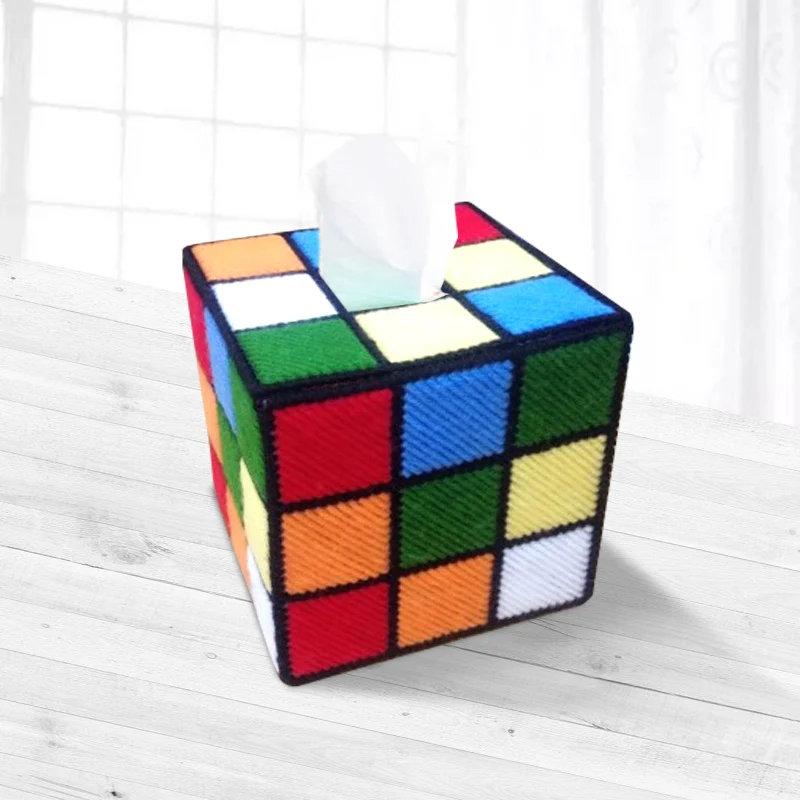 

3D Cross Stitch Handmade DIY tissue Box Without Clipping Three-dimensional Embroidery Rose Home Decoration Pumping Tray