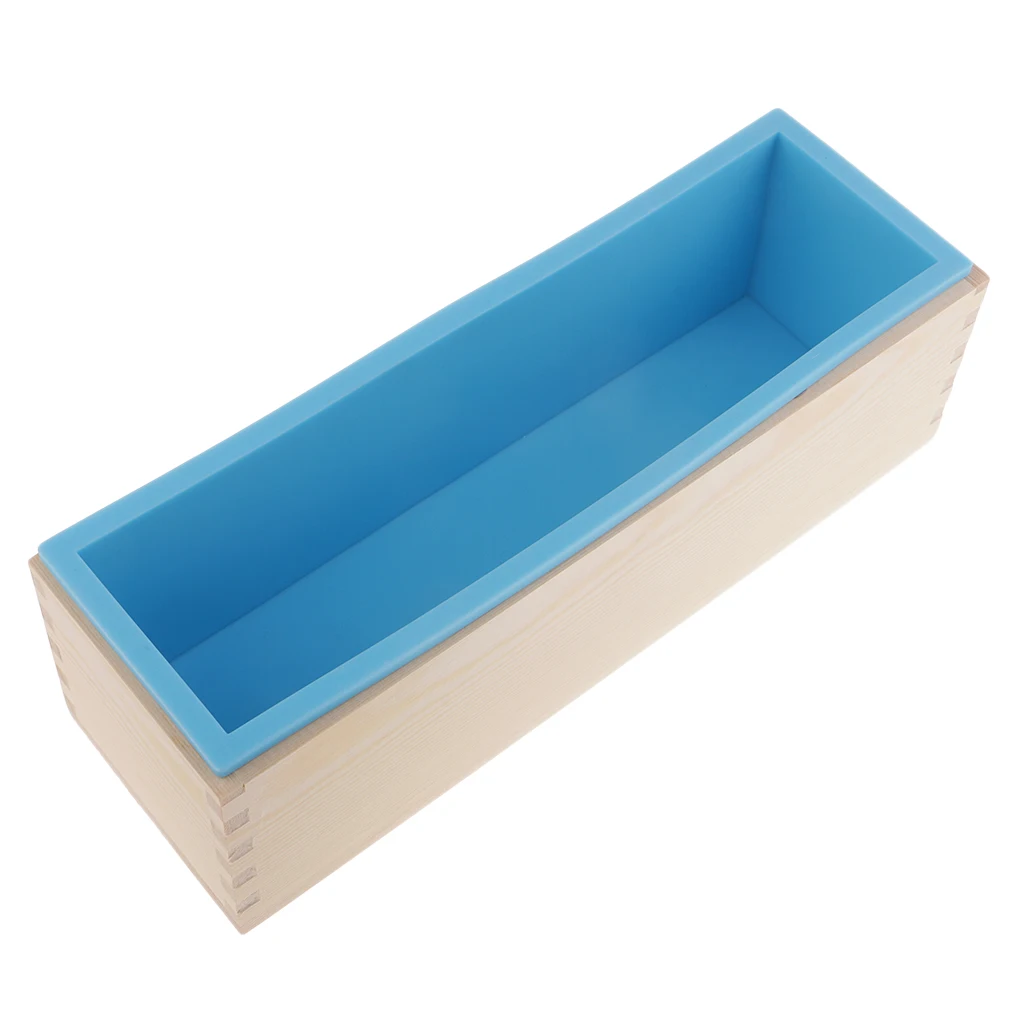 3x Rectangle Silicone Soap Loaf Mold with Wooden Box DIY Chocolate Cake Bread Mould for Soap Making Craft Tools 900ml/1200ml