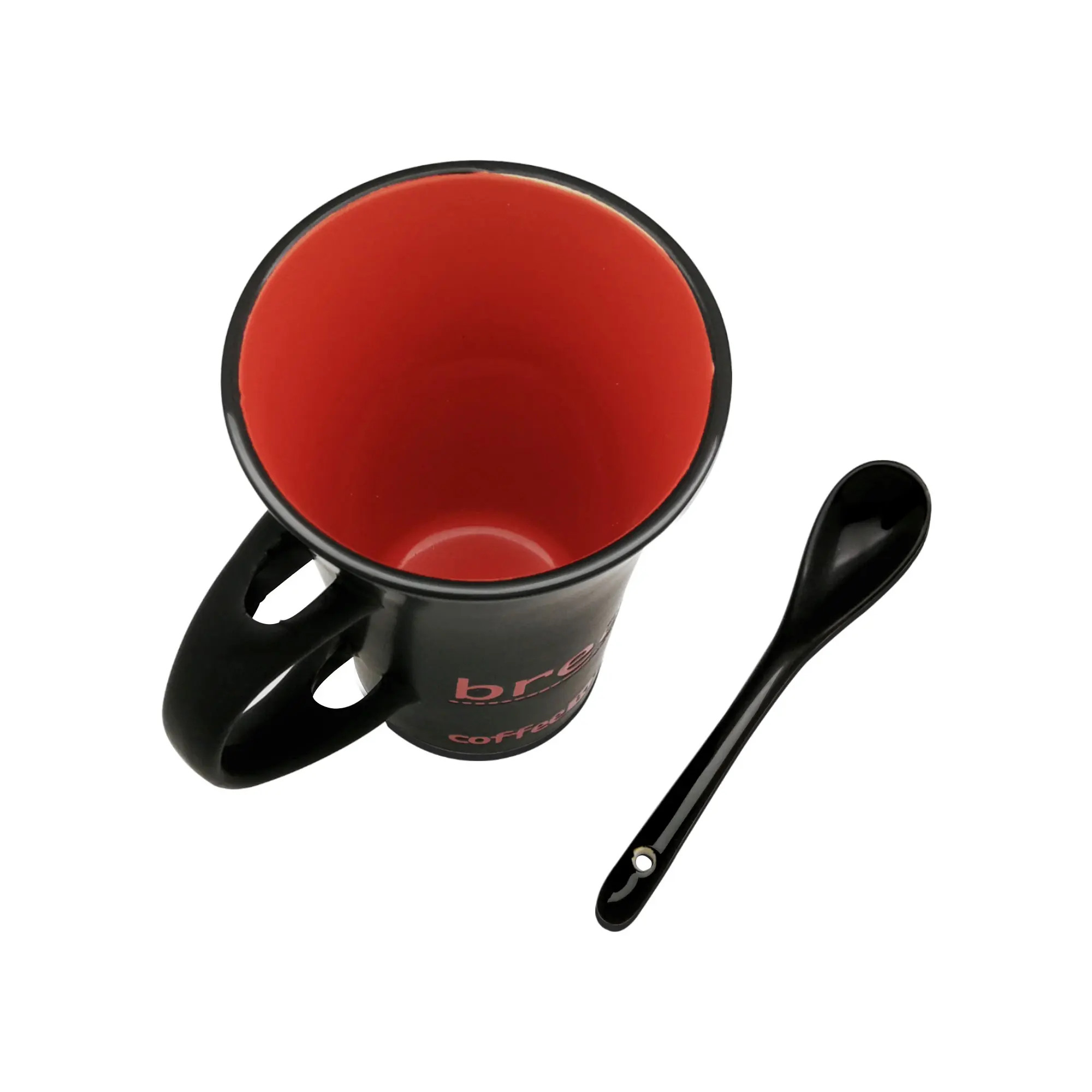 Coffee Cups And Mugs With Spoon Creative Porcelain Matte Black Ceramic Coffee Mug Milk Cup DrinkTeaWater Coffee Break Letters 6