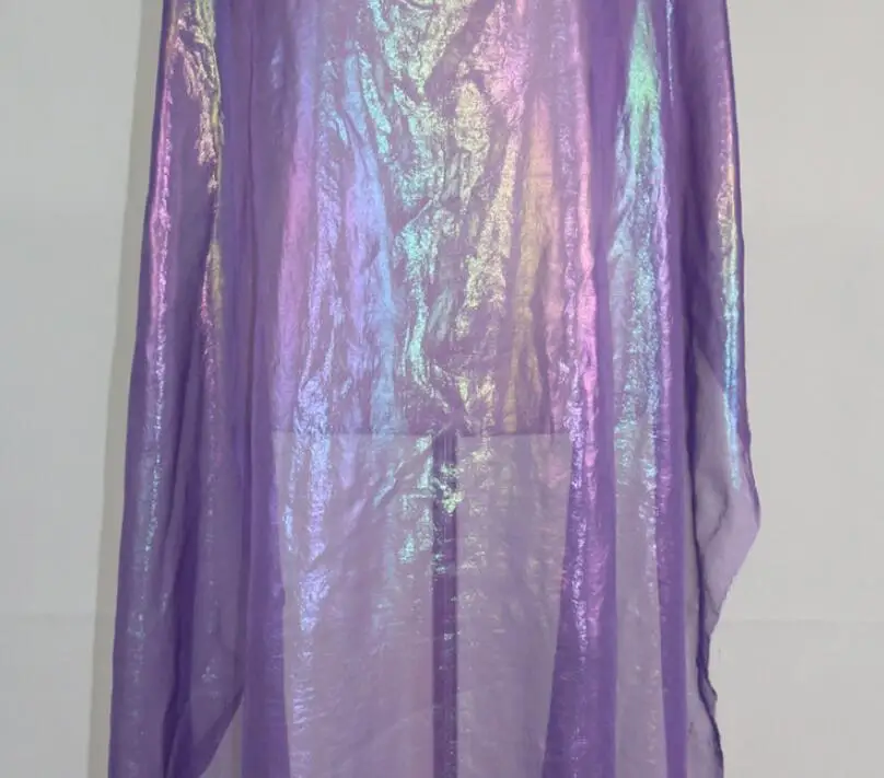 Маскарадная ткань, платье, ткань шифон, блестящий шелковистый шифон, тонкая волшебная ткань, Бронзированная, свадебный костюм, сделай сам, 1 м/лот - Цвет: Lilac
