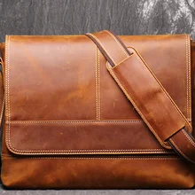 Винтажные мужские портфели Crazy Horse из натуральной кожи, мужские деловые сумки для ноутбука, вместительные сумки для студентов из воловьей кожи D838