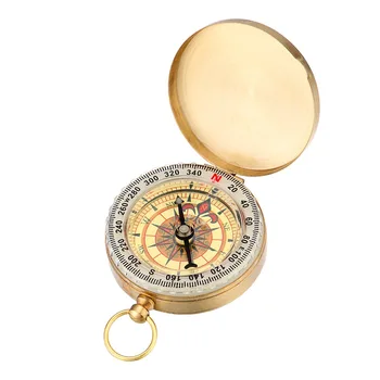 

G50 copper Outdoor Camping Hiking Portable Brass Pocket Golden Compass Luminous Navigation Flip Multi-function metal compass