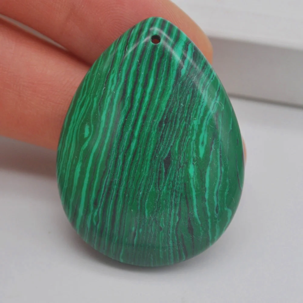 40X30Mm Verde Malachite Pietra Bead Teardrop Cab Cabochon Foro Dei Monili Per La Donna Il Regalo Del Pendente H149