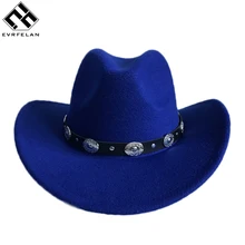 Дизайн ковбойская шляпа в западном стиле, женские уличные кепки с большими полями, однотонные джазовые шляпы, размер 56-58 см, Прямая поставка