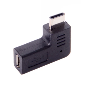 

Jimier Type-C USB-C USB 3.1 Male to Micro USB 2.0 5Pin Female Data Adapter Black Reversible 90 Degree Angled Type