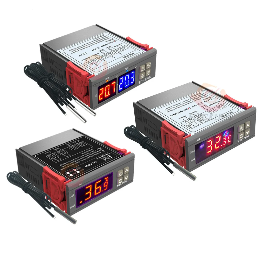 

STC-1000 STC-3000 3008 3018 220V 10A Digital Temperature Controller Thermoregulator Cooler Heater Incubator Thermostat 110V 12V
