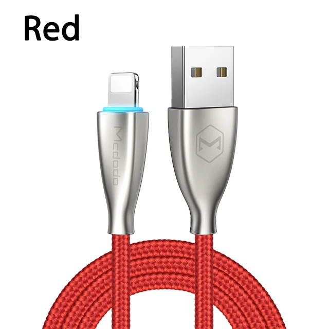 Usb-кабель Mcdodo для зарядки iPhone 11 Pro Max X XR XS Max 8 7 Plus iPad, usb-кабель для быстрой зарядки, светодиодный usb-кабель для передачи данных - Цвет: Red