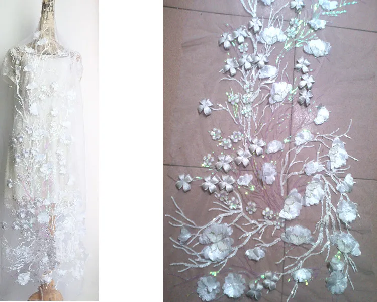

3D Golden Embroidered Lace Applique Fabric Wedding Dress Accessories DIY Sew Cloth Lace Decorative Patch RS752