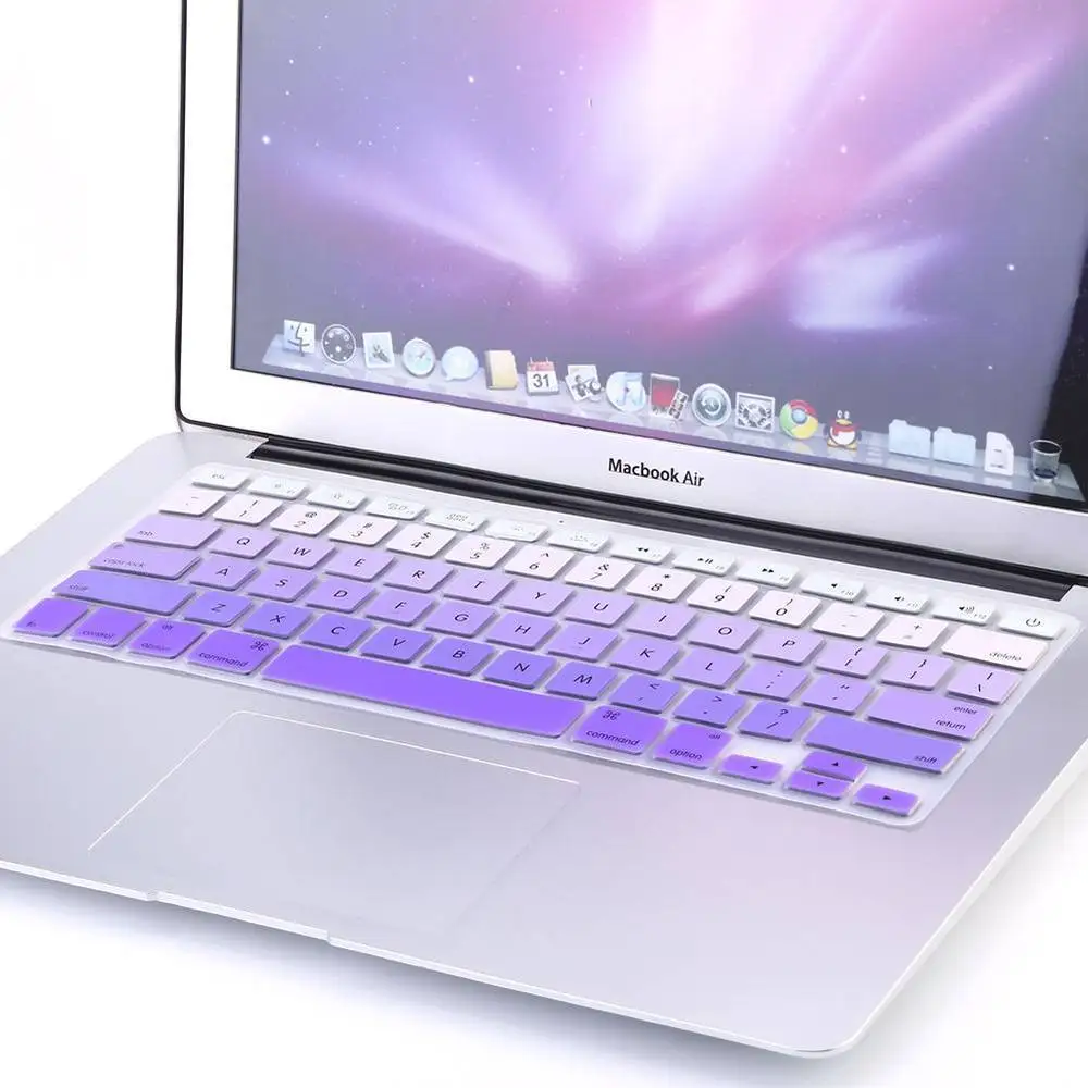 Для Macbook pro 13 15(2012-) Защитная Наклейка для Macbook Air 13(2012-) Силиконовая крышка клавиатуры наклейка - Цвет: fadepurple