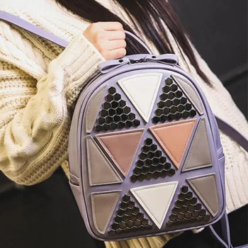 

Hit Color Mini PU Backpack Stitching Korean Version Backpack Fashion Simple Cute Women Shoulder Bag Preppy Style Package