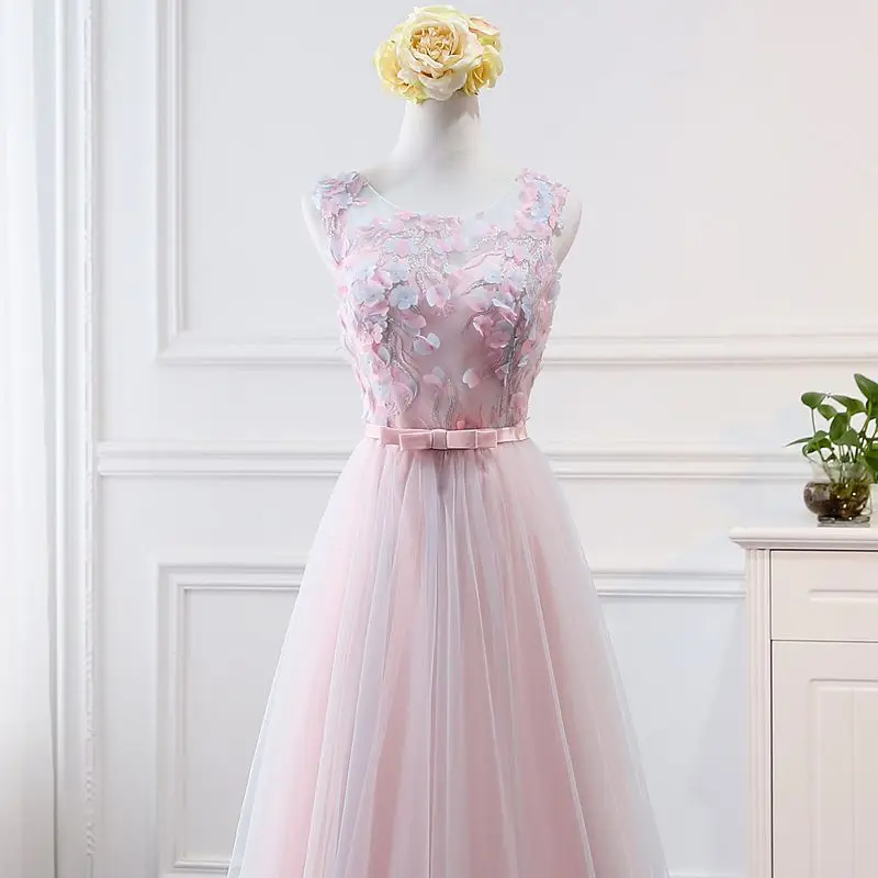 Новое Розовое сексуальное длинное платье с глубоким v-образным вырезом для девушек и женщин, платье принцессы для подружки невесты, вечерние платья для банкета - Цвет: A knee long  85cm